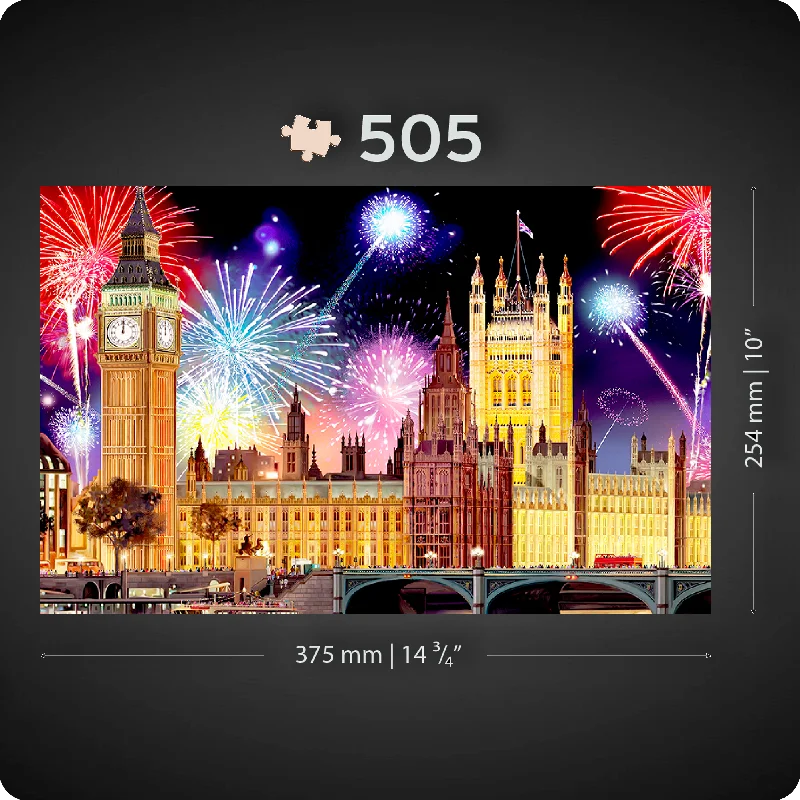 Wooden Jigsaw Puzzle London by Night 505 Pieces | Iconic Cityscape Puzzle