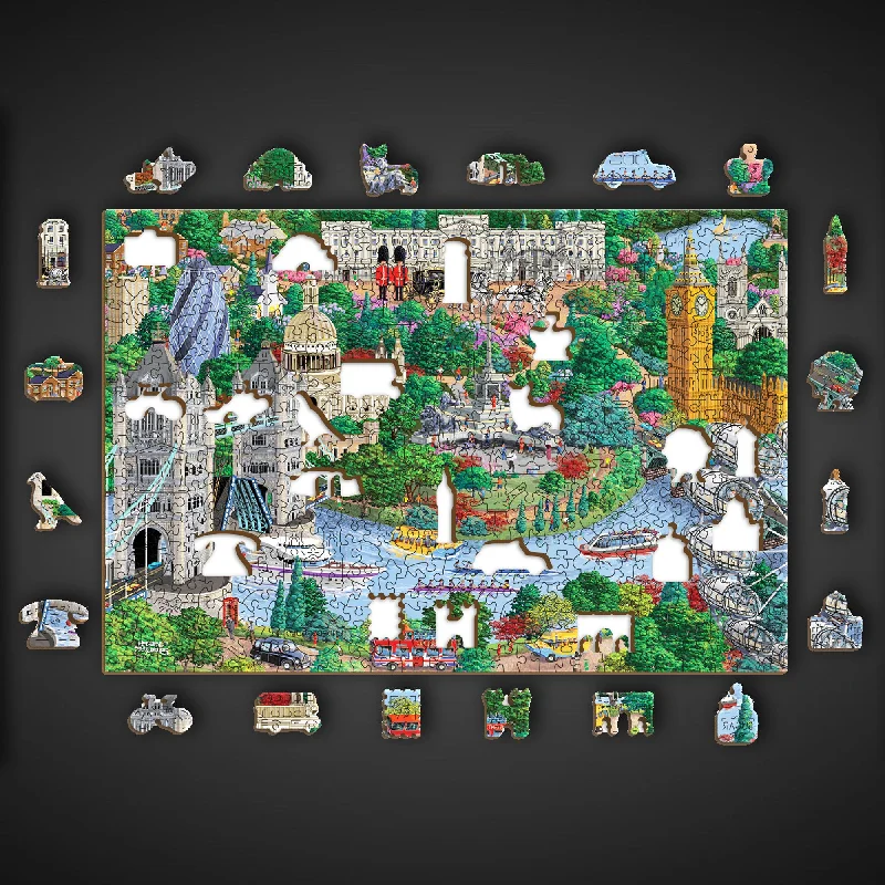 Wooden Jigsaw Puzzle London Sights 505 Pieces| Iconic City Landmarks Puzzle