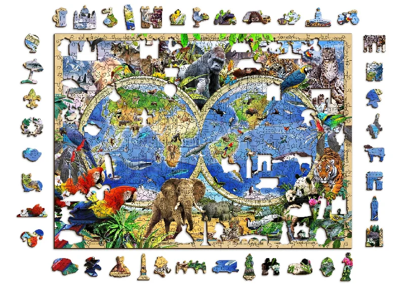 Wooden Jigsaw Puzzle Animal Kingdom Map 600 pieces