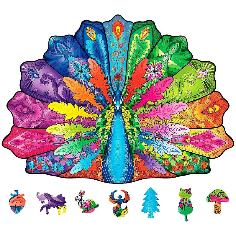 Wooden Puzzles For Adults, Peacock Puzzle, 13.7'' X 10'', 136 Pieces, Gift