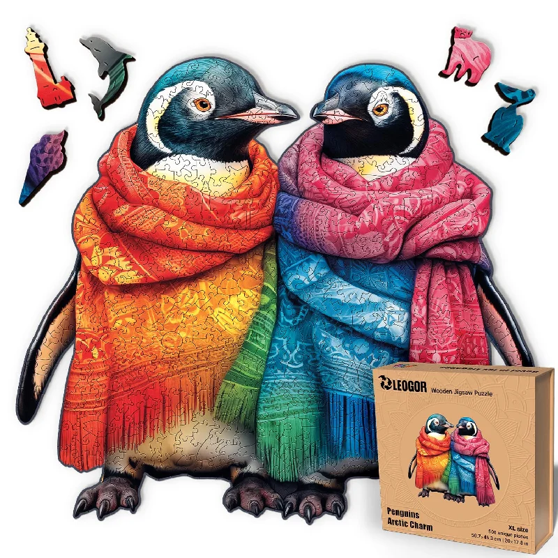 Wooden Puzzles For Adults Penguins Arctic Charm (500 Piece, Xl Size, 20 X 17.8