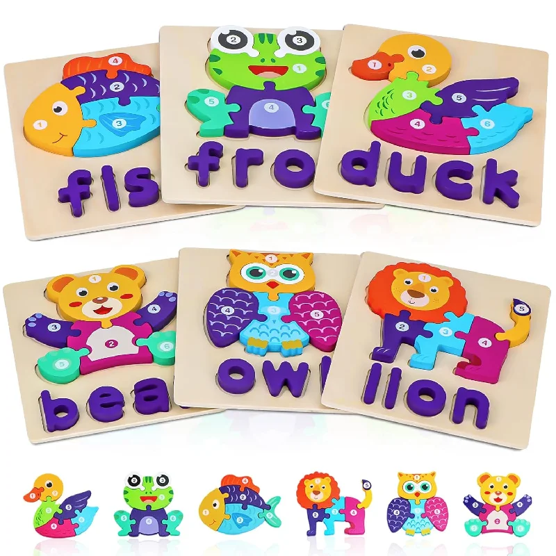 Wooden Puzzles For Toddlers 1 3, Toddler Toys Gifts For 1 2 3 Year Old Boys Gi