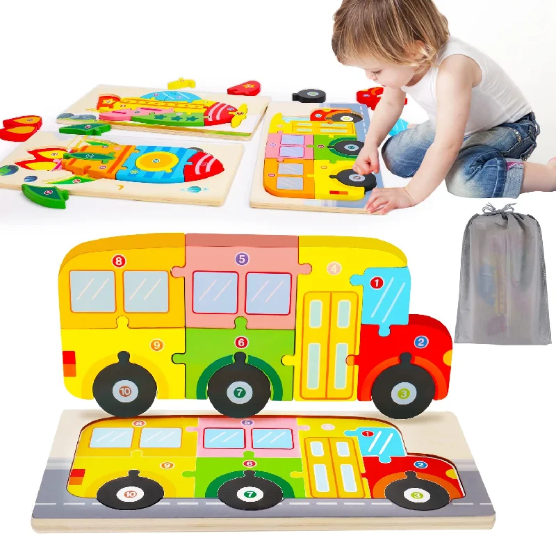 Wooden Puzzles for Toddlers 2 3 4 Year Old Montessori Toys for Ages 2-4 Boy