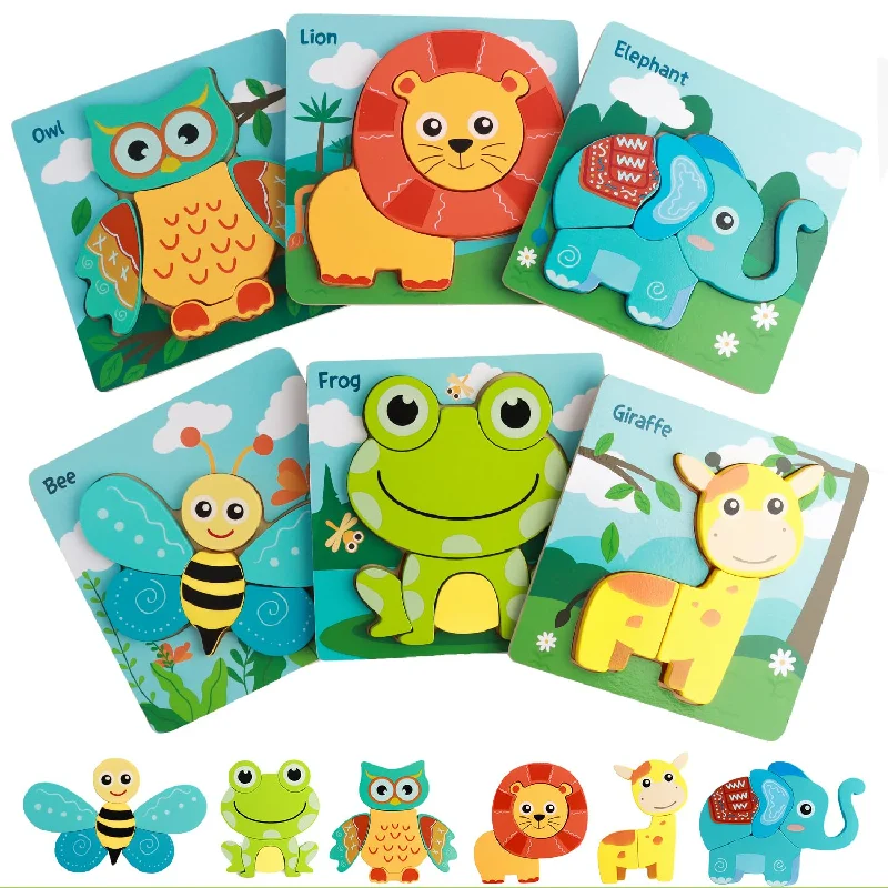 Wooden Puzzles For Toddlers 2 4, 6 Pcs Puzzles For Toddlers 1 3, Toddler Pu