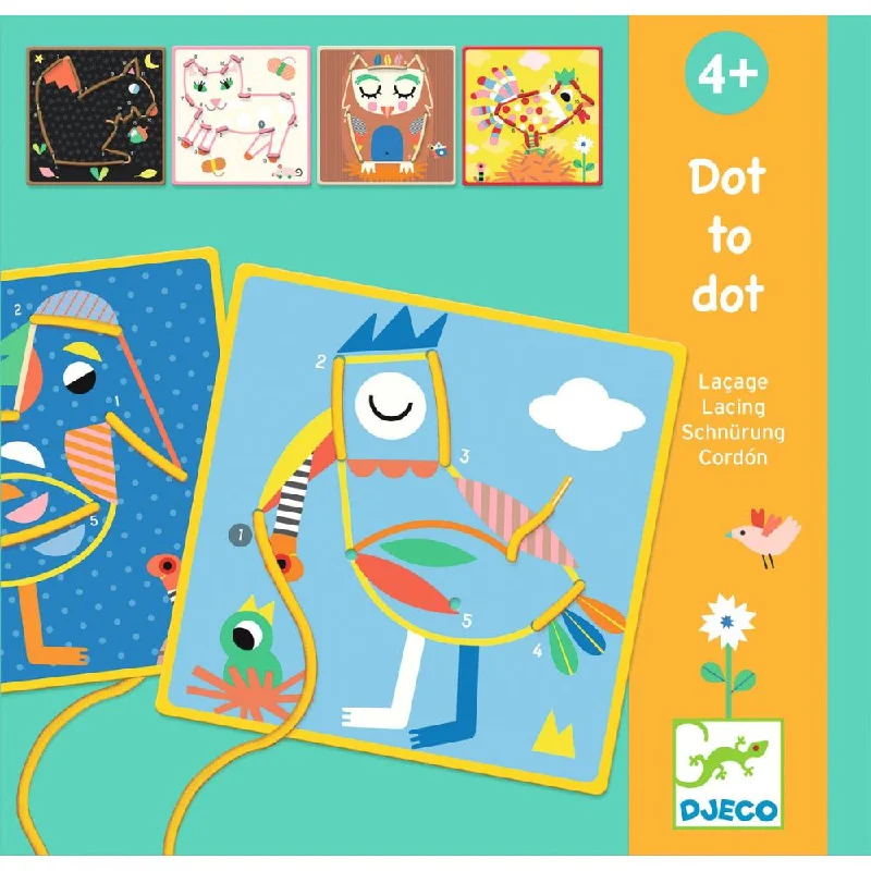 Djeco Lacing Cards, Dot To Dot - learn numbers as you lace! 4 yrs +