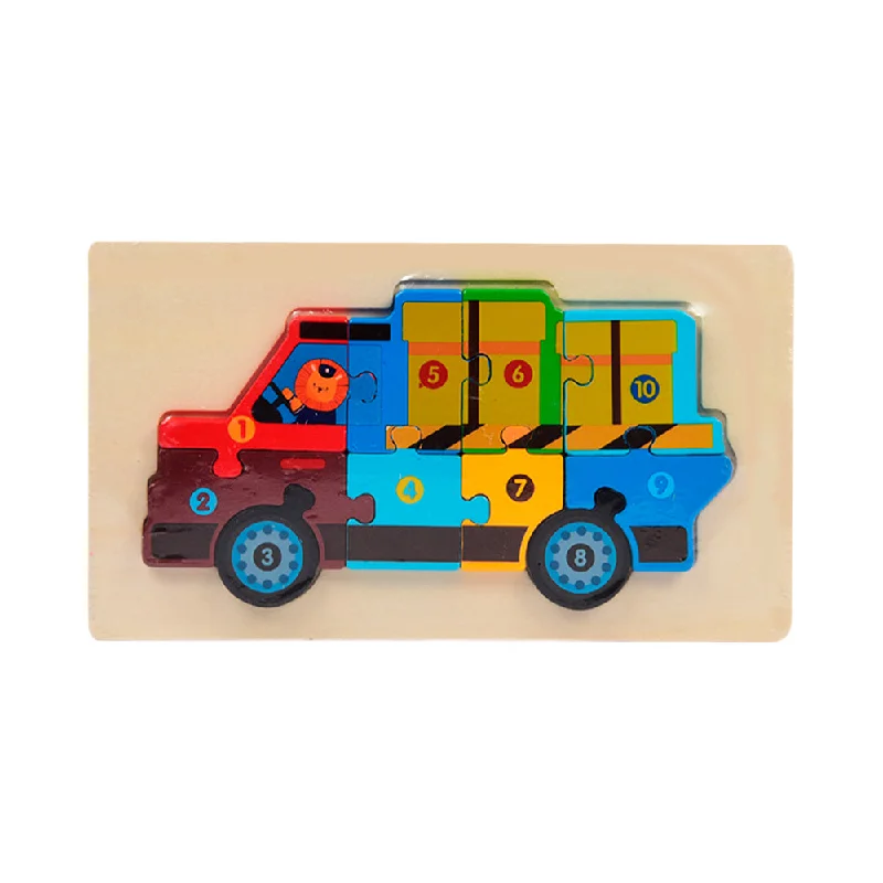 WOODEN PUZZLE 123 CONSTRUCTION TRUCK