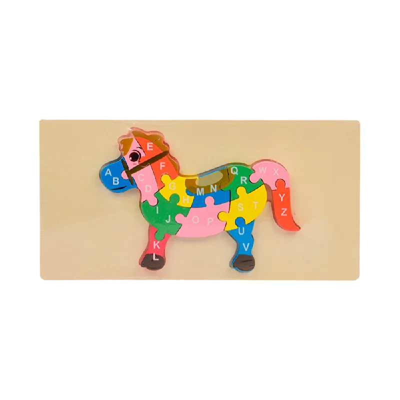 WOODEN PUZZLE BOARD ABC HORSE Z.B