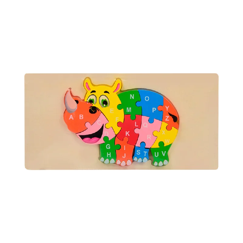 WOODEN PUZZLE BOARD ABC RHINO Z.B