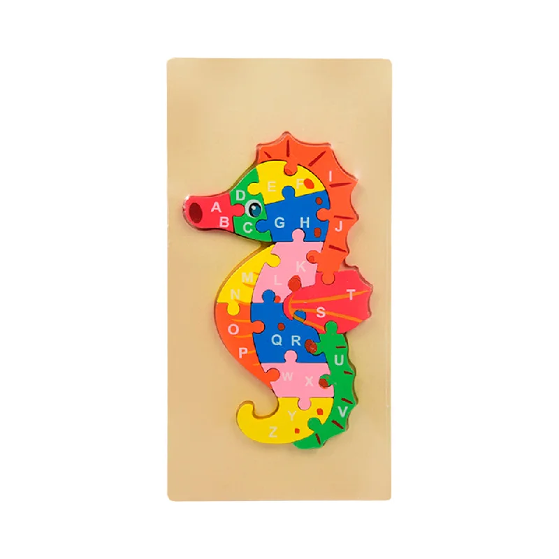 WOODEN PUZZLE BOARD ABC SEA HORSE Z.B