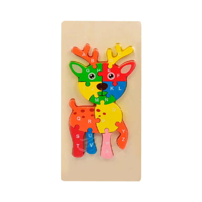 WOODEN PUZZLE BOARD ABC SWAMP DEER Z.B