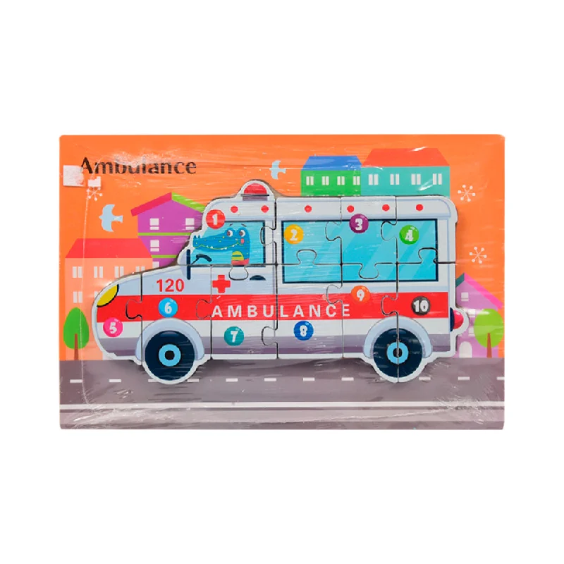 WOODEN PUZZLE BOARD COLORFUL 123 AMBULANCE Z.B