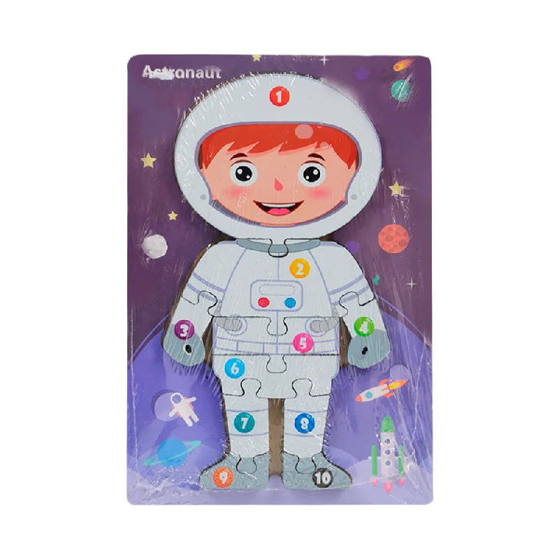 WOODEN PUZZLE BOARD COLORFUL 123 ASTRONAUT Z.B