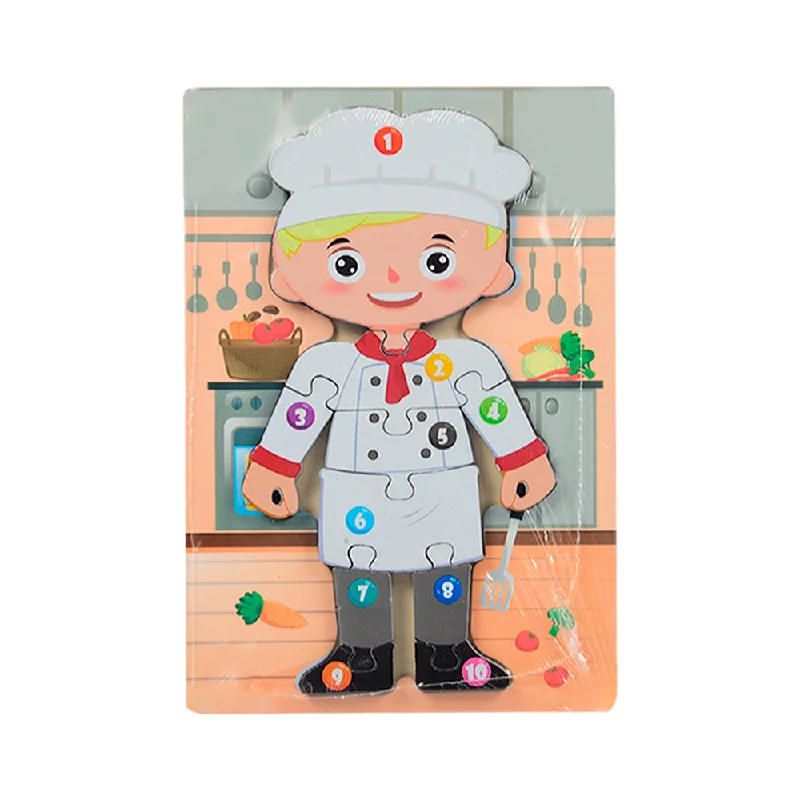 WOODEN PUZZLE BOARD COLORFUL 123 CHEF Z.B