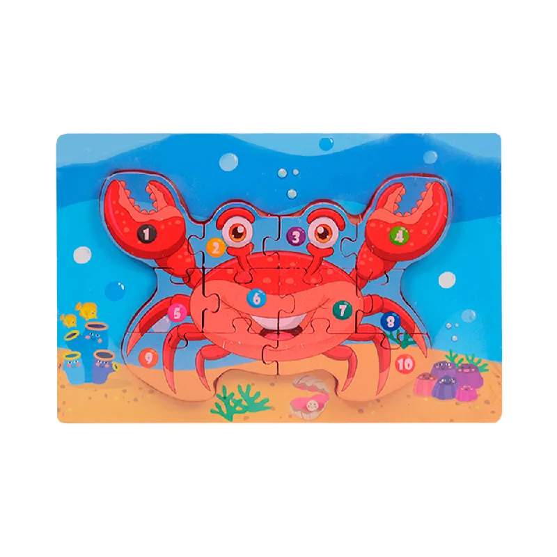 WOODEN PUZZLE BOARD COLORFUL 123 CRAB Z.B