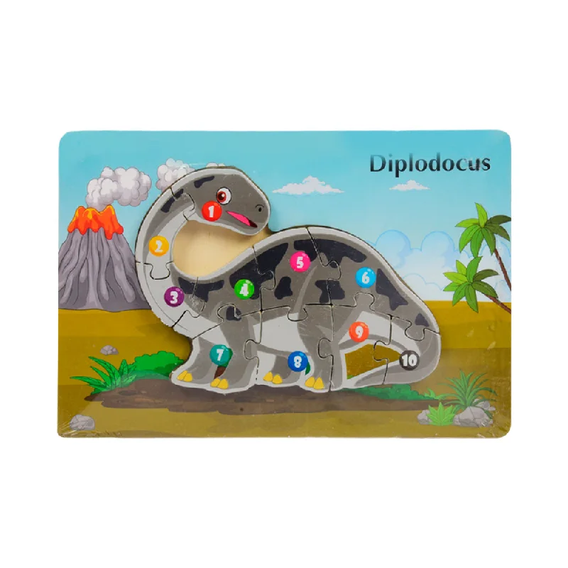 WOODEN PUZZLE BOARD COLORFUL 123 DIPLODOCUS Z.B