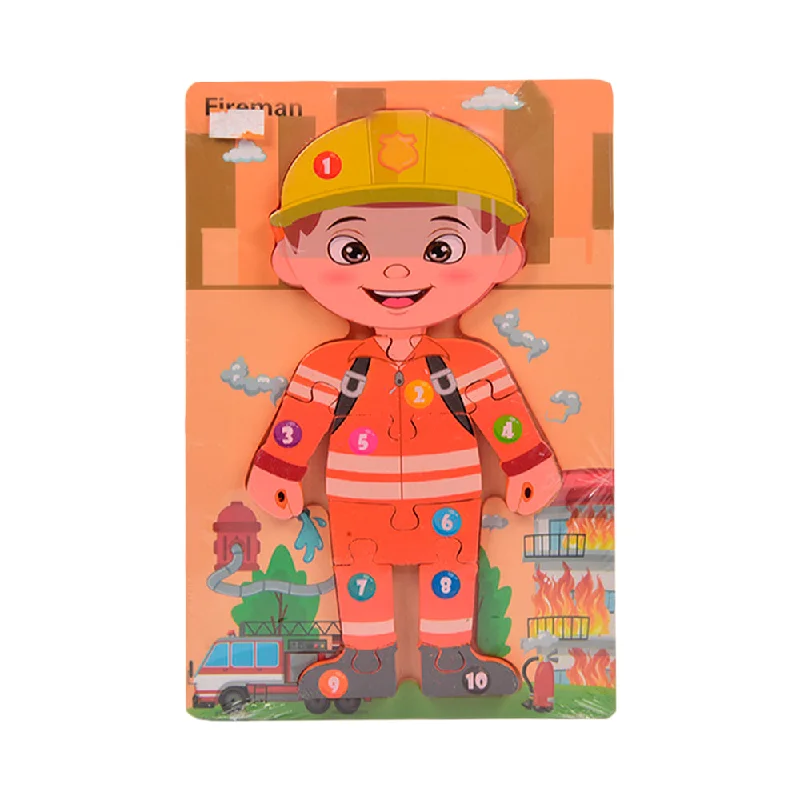 WOODEN PUZZLE BOARD COLORFUL 123 FIREMAN Z.B