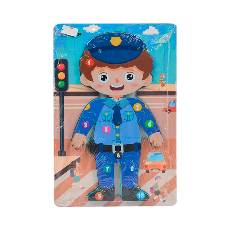 WOODEN PUZZLE BOARD COLORFUL 123 POLICE Z.B