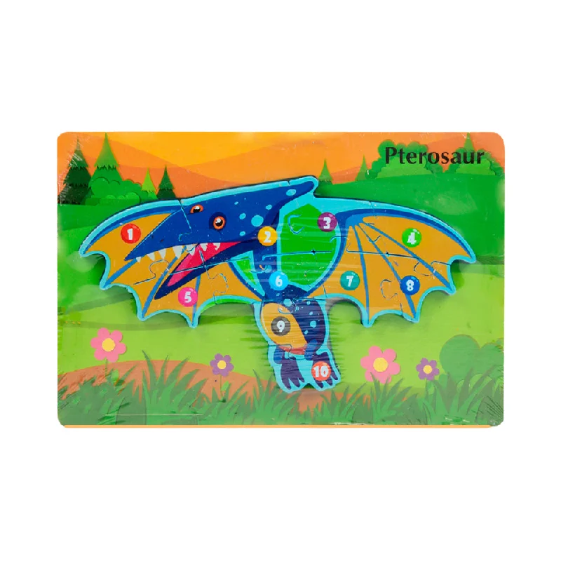 WOODEN PUZZLE BOARD COLORFUL 123 PTEROSAUR Z.B