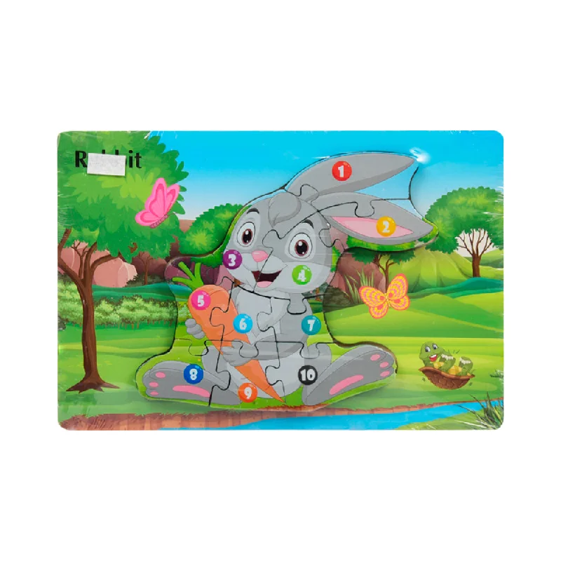 WOODEN PUZZLE BOARD COLORFUL 123 RABBIT Z.B