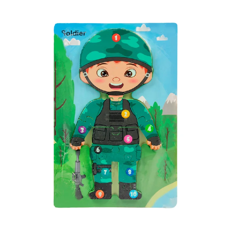 WOODEN PUZZLE BOARD COLORFUL 123 SOLIDER Z.B