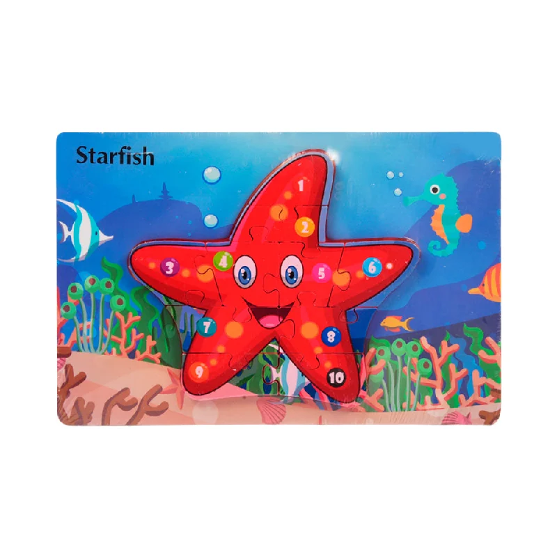 WOODEN PUZZLE BOARD COLORFUL 123 STARFISH Z.B