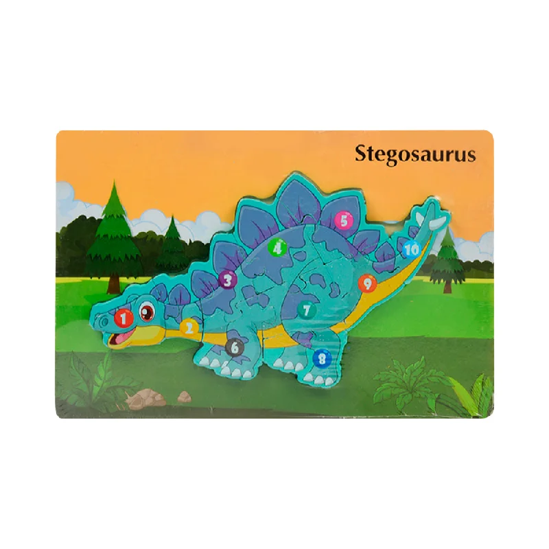 WOODEN PUZZLE BOARD COLORFUL 123 STEGOSAURUS Z.B