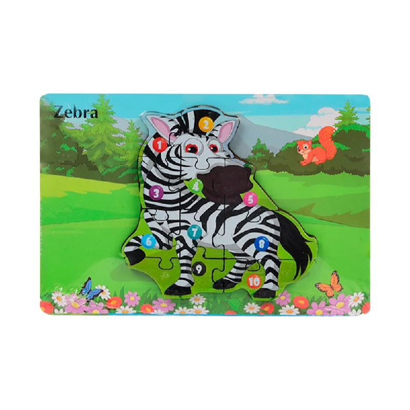 WOODEN PUZZLE BOARD COLORFUL 123 ZEBRA Z.B