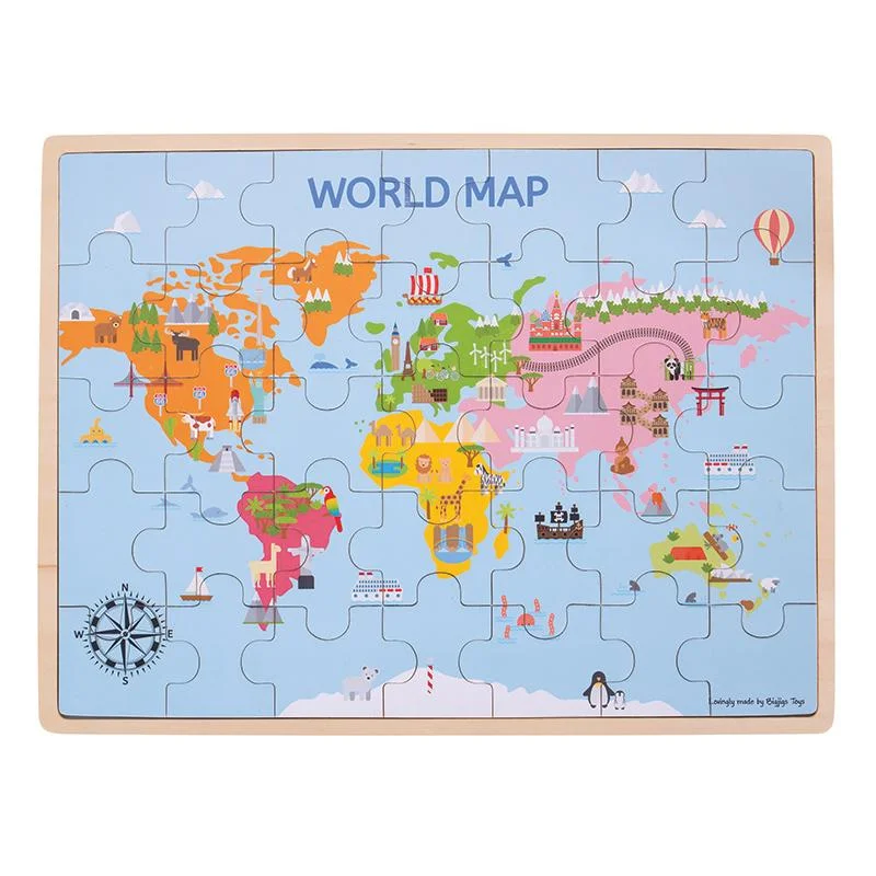 World Map Wooden Puzzle 35pc