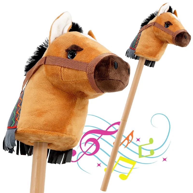 Kids Brown Hobby Horse Toy with Sounds