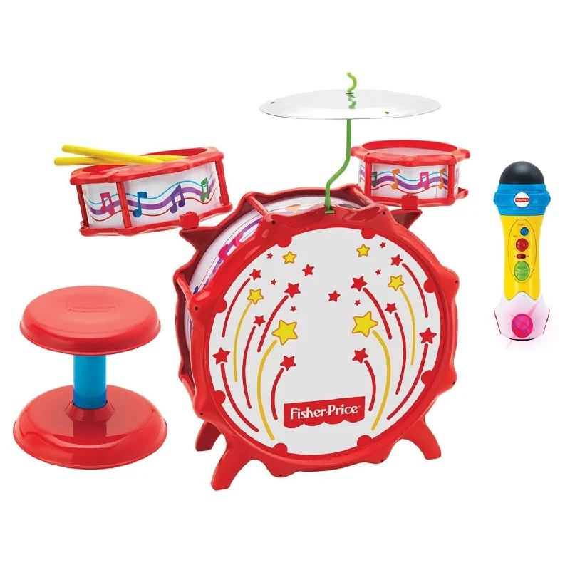 Fisher-Price Big Bang Drumset & Rappin' Recording Microphone